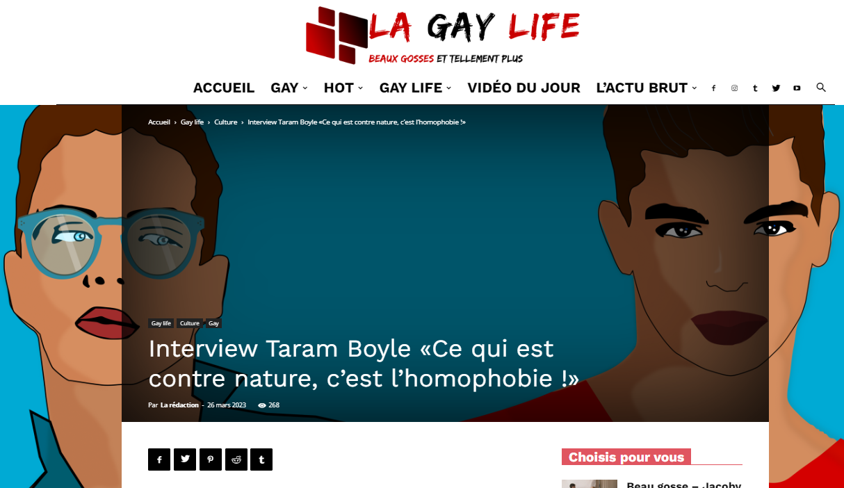 Taram Boyle interviewé par La Gay Life, la vidéo !